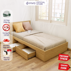 Giường Ngủ Gỗ MDF Chống Ẩm FN02 FIVO, Giường Đôi Cao Cấp Có 2 Ngăn Kéo Đựng Đồ, Nhiều Kích Thước, Freeship TPHCM