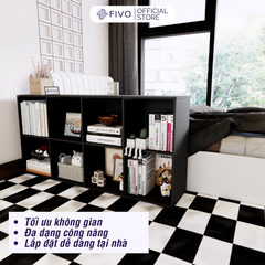 Kệ Sách Gỗ Tổ Ong FB04 FIVO 6-8 Ô, Tấm Lưng Chắc Chắn, Hộc Tủ Rộng Rãi, Gia Công Tỉ Mĩ, Decor Đẹp