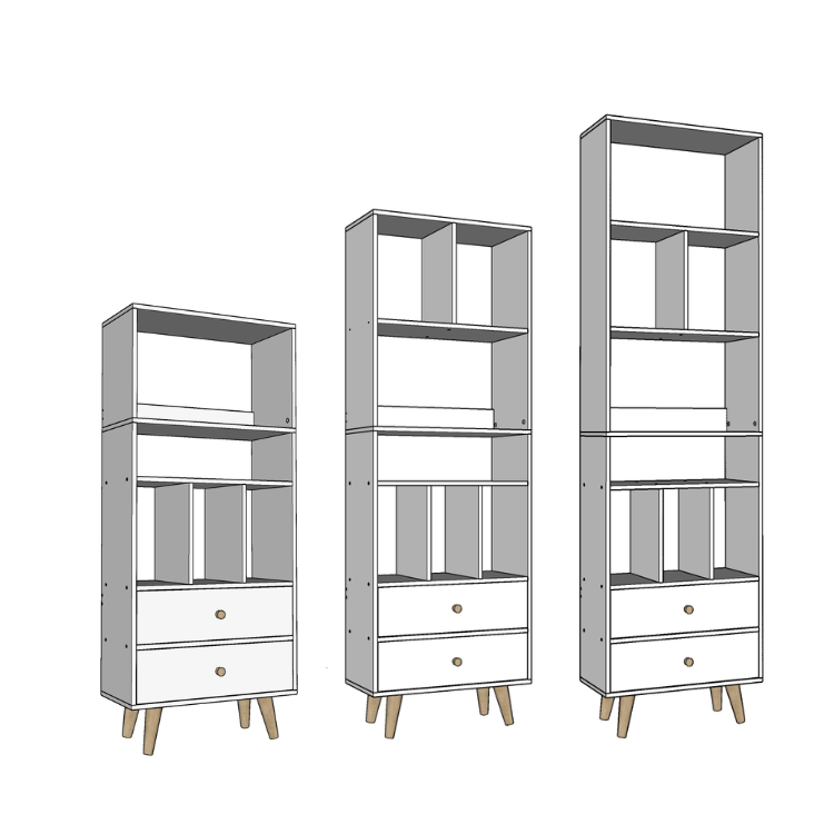 Tủ Sách Gỗ 5 Tầng FB61 FIVO, Có Hộc, 4 Chân, Dễ Dàng Lắp Ráp