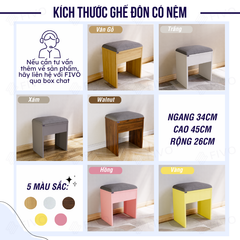 Ghế Đôn Nệm Nhung Bàn Học, Bàn Trang Điểm FG01 FIVO, Gỗ MDF Chống Ẩm Chịu Lực Lên Đến 300Kg, Thiết Kế Nhỏ Gọn Sang Trọng