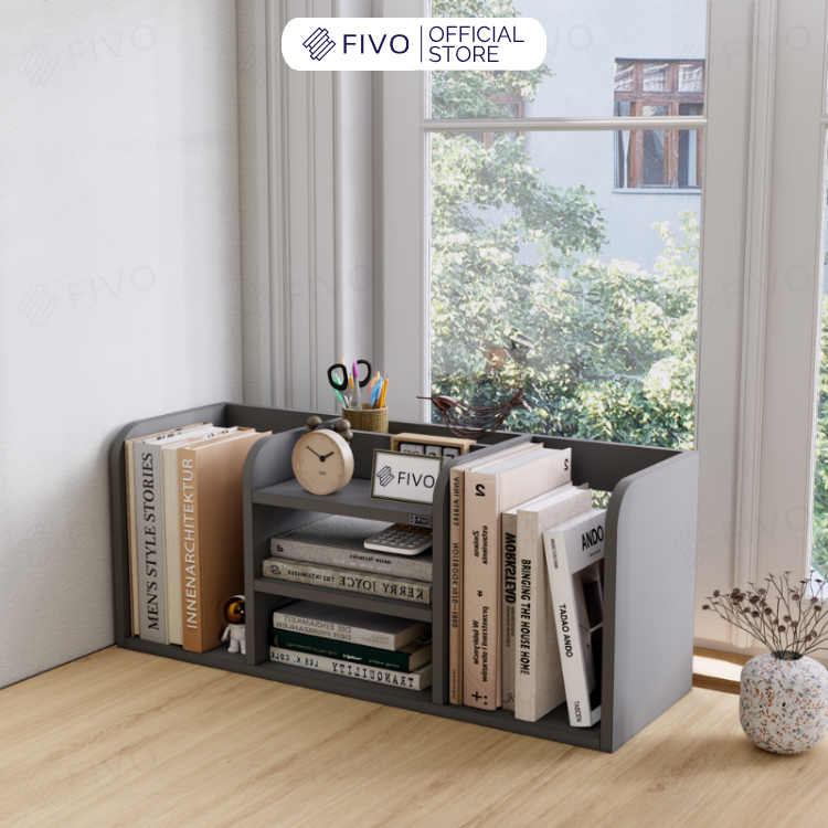 Kệ Sách Gỗ Đẹp Để Bàn FB26 FIVO Cao Cấp Có Hộc, Tiết Kiệm Diện Tích, Bo Góc Thẩm Mĩ