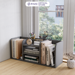 Kệ Sách Gỗ Đẹp Để Bàn FB26 FIVO Cao Cấp Có Hộc, Tiết Kiệm Diện Tích, Bo Góc Thẩm Mĩ