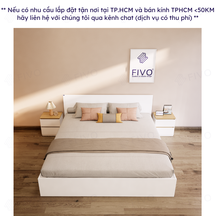 Giường Ngủ Gỗ FN01 FIVO, Đa Dạng Kích Thước & Màu Sắc, Freeship + Free lắp đặt