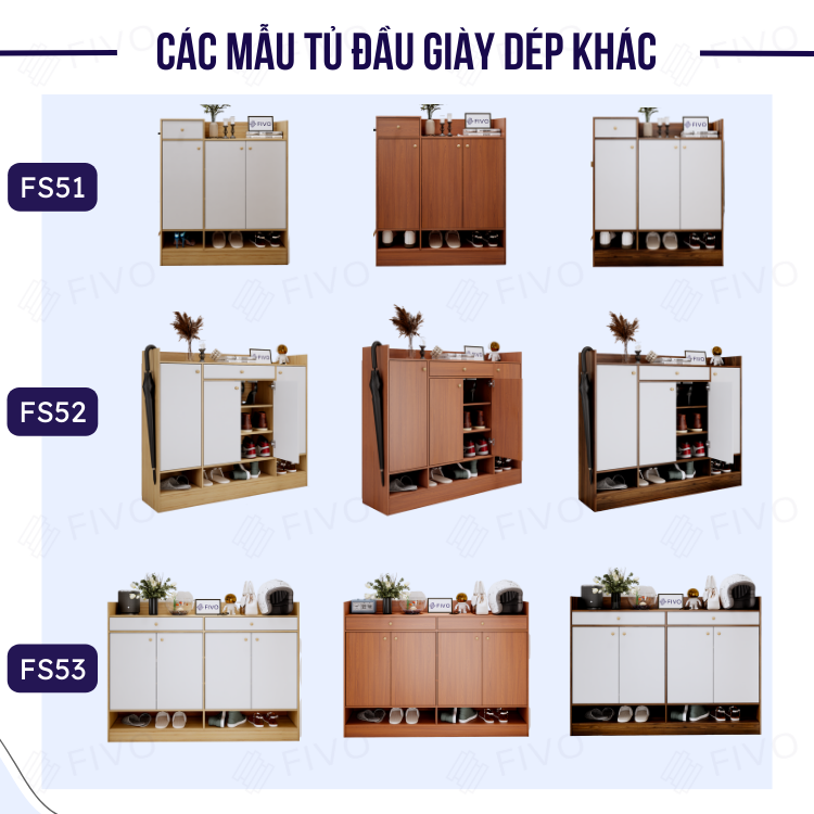 Tủ Gỗ Đựng Giày Cửa Lật Thông Minh FS55 FIVO, 3 Tầng Đa Năng, Tiết Kiệm Diện Tích