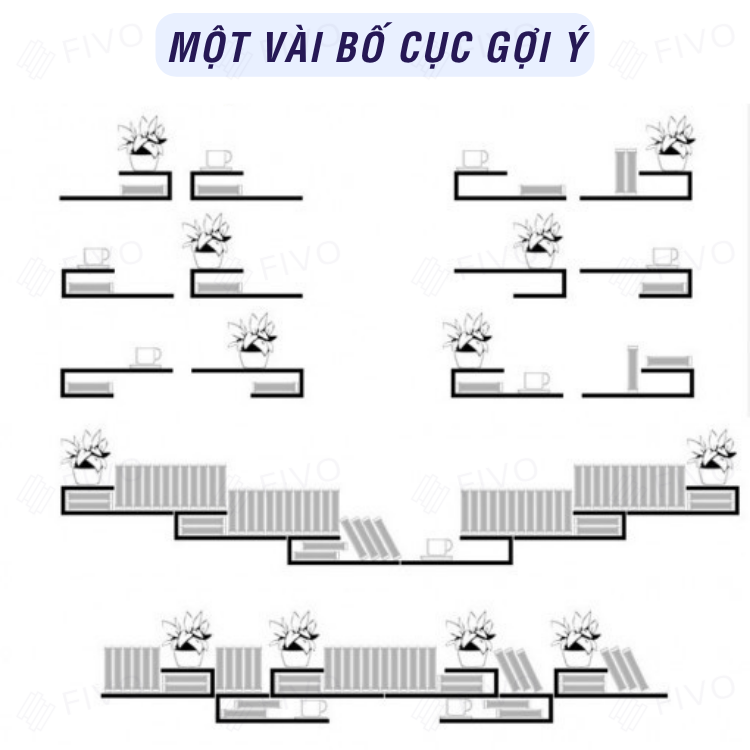 Kệ Sách Gỗ Treo Tường Chữ J FB42 FIVO, Lắp Đặt Dễ Dàng, Chống Ẩm, Chịu Lực Tốt