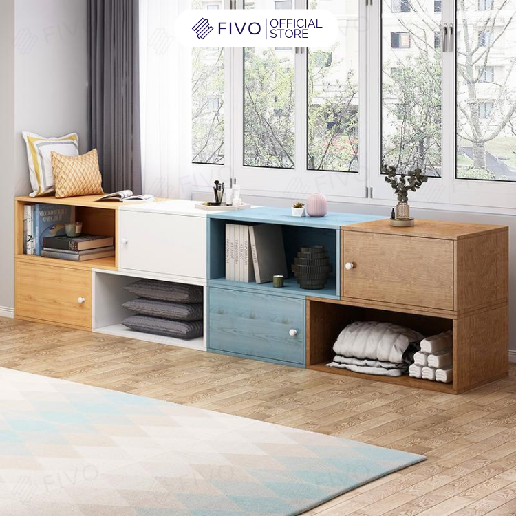 Kệ Sách Gỗ Tổ Ong FB03 FIVO, Tấm Lưng Chắc Chắn, Hộc Tủ Rộng Rãi, Decor Linh Hoạt, Đa Dạng Màu Sắc