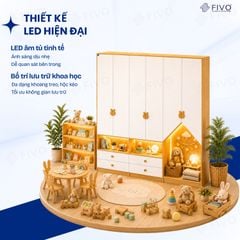 Tủ Gỗ Đựng Quần Áo Trẻ Em Cao Cấp FC03 FIVO, Tủ Sâu 60cm, Thiết Kế Hình Ngôi Nhà Độc Đáo, Freeship+Free lắp đặt, Trả Góp