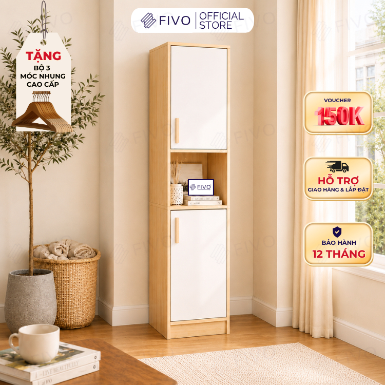 Tủ Quần Áo Gỗ Nhỏ Gọn FC05 FIVO, MDF Chống Ẩm Có Hộc Tiện Lợi, Phù Hợp Phòng Nhỏ, Freeship TPHCM