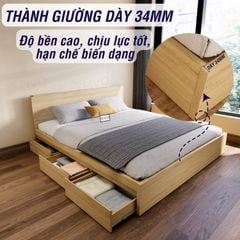 Giường Ngủ Gỗ MDF Chống Ẩm FN03 FIVO, Giường Đôi Cao Cấp Có 3 Ngăn Kéo Tiện Lợi, Nhiều Kích Thước, Free Lắp Đặt + Freeship TPHCM, Trả Góp 0%