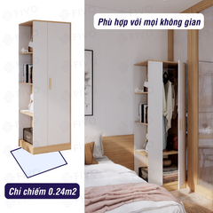 Tủ Quần Áo Gỗ Nhỏ Gọn FC06 FIVO, Tủ MDF Chống Ẩm Chia Ngăn Tiện Lợi, Phù Hợp Không Gian Nhỏ, Freeship TPHCM