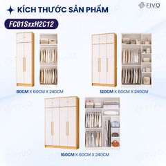 Tủ Đựng Quần Áo Gỗ Cao Cấp Đa Năng FC01 FIVO, Dày 17MM Với Độ Sâu 60cm, Freeship + Free lắp đặt, Trả Góp 0%