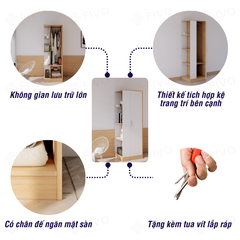 Tủ Quần Áo Gỗ Nhỏ Gọn FC06 FIVO, Tủ MDF Chống Ẩm Chia Ngăn Tiện Lợi, Phù Hợp Không Gian Nhỏ, Freeship TPHCM