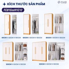 Tủ Đựng Quần Áo Gỗ Cao Cấp Đa Năng FC01 FIVO, Dày 17MM Với Độ Sâu 60cm, Freeship + Free lắp đặt, Trả Góp 0%