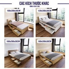 Giường Ngủ Gỗ MDF Chống Ẩm FN03 FIVO, Giường Đôi Cao Cấp Có 3 Ngăn Kéo Tiện Lợi, Nhiều Kích Thước, Free Lắp Đặt + Freeship TPHCM, Trả Góp 0%