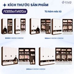 Tủ Gỗ Đựng Quần Áo Trẻ Em Cao Cấp FC03 FIVO, Tủ Sâu 60cm, Thiết Kế Hình Ngôi Nhà Độc Đáo, Freeship+Free lắp đặt, Trả Góp