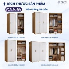 Tủ Gỗ Đựng Quần Áo Cao Cấp FC21 FIVO, Gỗ Dày 17mm Thiết Kế Có Chân Cánh Mở Sâu 60cm, Freeship+Free lắp đặt, Trả Góp 0%