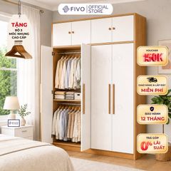 Tủ Đựng Quần Áo Gỗ Cao Cấp Đa Năng FC01 FIVO, Dày 17MM Với Độ Sâu 60cm, Freeship + Free lắp đặt, Trả Góp 0%