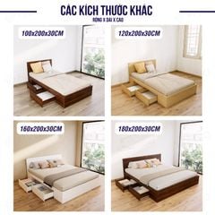 Giường Ngủ Gỗ MDF Chống Ẩm FN02 FIVO, Giường Đôi Cao Cấp Có 2 Ngăn Kéo Đựng Đồ, Nhiều Kích Thước, Freeship TPHCM