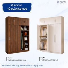 Tủ Đựng Quần Áo Gỗ Cao Cấp FC02 FIVO, Cánh Mở Sâu 60cm Kèm Ngăn Kéo, Freeship+Free lắp đặt, Trả Góp 0%
