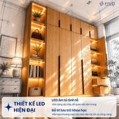 Tủ Đựng Quần Áo Gỗ Cao Cấp FC04 FIVO, Tủ Màu Gỗ Cánh Mở Sâu 60cm Kèm Kệ Trang Trí, Freeship+Free lắp đặt, Trả Góp 0%