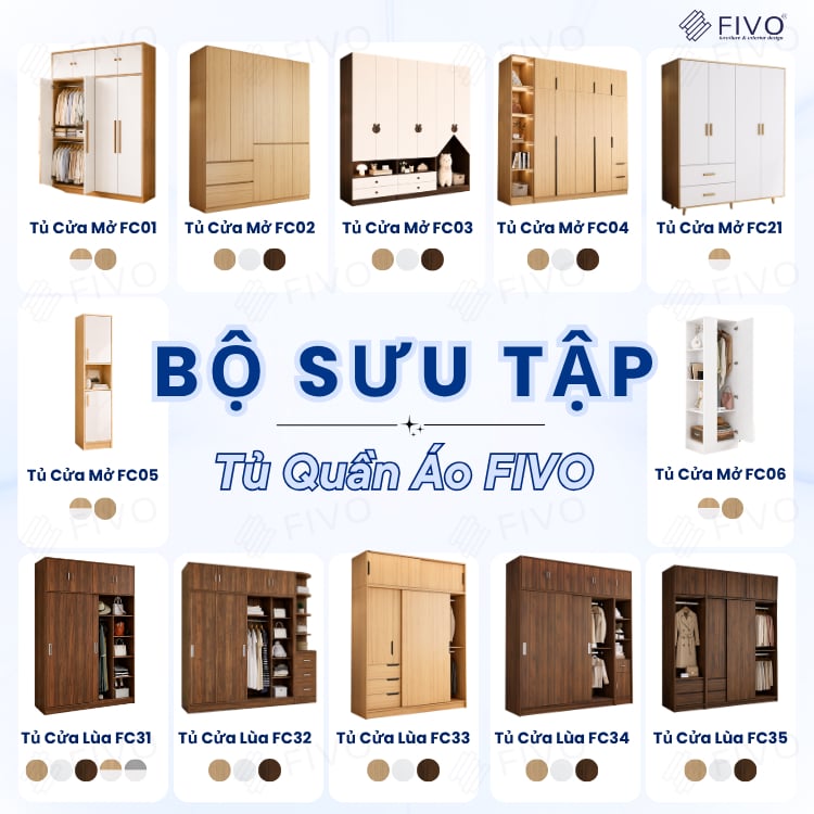 Tủ Áo Quần Cửa Trượt FIVO FC31 Gỗ Chống Ẩm, Màu Walnut Ấm Cúng Cho Phòng Ngủ, Trả Góp 0%, Freeship + Free lắp đặt