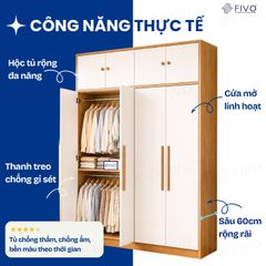 Tủ Đựng Quần Áo Gỗ Cao Cấp Đa Năng FC01 FIVO, Dày 17MM Với Độ Sâu 60cm, Freeship + Free lắp đặt, Trả Góp 0%
