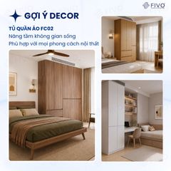 Tủ Đựng Quần Áo Gỗ Cao Cấp FC02 FIVO, Cánh Mở Sâu 60cm Kèm Ngăn Kéo, Freeship+Free lắp đặt, Trả Góp 0%