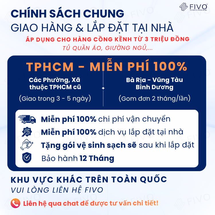 Tủ Quần Áo Gỗ Cao Cấp FC08 FIVO, Dày 17MM Cánh Mở Sâu 60cm, Thiết Kế Tinh Tế, Free ship+Free lắp đặt