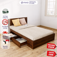 Giường Ngủ Gỗ MDF Chống Ẩm FN02 FIVO, Giường Đôi Cao Cấp Có 2 Ngăn Kéo Đựng Đồ, Nhiều Kích Thước, Freeship TPHCM