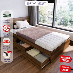 Giường Ngủ Gỗ MDF Chống Ẩm FN03 FIVO, Giường Đôi Cao Cấp Có 3 Ngăn Kéo Tiện Lợi, Nhiều Kích Thước, Free Lắp Đặt + Freeship TPHCM, Trả Góp 0%
