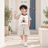  Đồ bộ bé trai BiBi Kids áo thun gấu tay sọc quần đùi xám túi hộp 3 - 6 tuổi BB-C2G-C25 