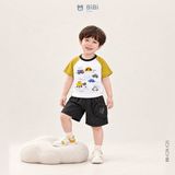  Đồ bộ bé trai BiBi Kids áo thun xe tay vàng quần đùi đen túi tròn 3 - 6 tuổi BB-C2X-C21 