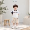  Đồ bộ bé trai BiBi Kids áo thun phối tay xanh quần đùi kem túi hộp 1 - 6 tuổi BB-C39G-C29M 