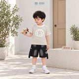  Đồ bộ bé trai BiBi Kids áo thun sọc hình chó quần đùi đen loang trắng 1 - 6 tuổi BB-C4-C19 