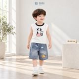  Đồ bộ bé trai BiBi Kids áo ba lỗ hình bò quần đùi jean cắm trại 9 tháng - 3 tuổi BB-C40C-C32 