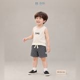  Đồ bộ bé trai BiBi Kids áo ba lỗ kem gân dọc quần đùi caro đen 6 tháng - 4 tuổi BB-C65-C63 