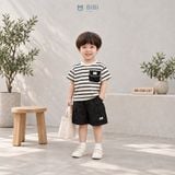  Đồ bộ bé trai BiBi Kids áo thun kẻ sọc quần đùi đen túi hộp 6 tháng - 4 tuổi BB-C68-C67 