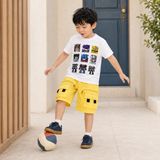  Đồ bộ bé trai BiBi Kids áo thun hình robot quần đùi vàng túi hộp 1 - 6 tuổi C10 