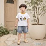  Đồ bộ bé trai BiBi Kids áo thun cổ vàng thú Zoo quần đùi jean 1 - 6 tuổi C15 