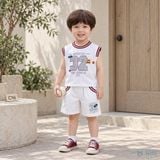  Đồ bộ bé trai BiBi Kids ba lỗ trắng số 32 viền đỏ 1 - 6 tuổi C16 