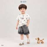 Đồ bộ bé trai BiBi Kids áo thun chữ Alo quần đùi jean loang 9 tháng - 5 tuổi C33 