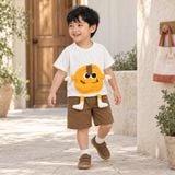  Đồ bộ bé trai BiBi Kids áo thun mặt cười vàng nổi quần đùi nâu 9 tháng - 5 tuổi C35 
