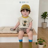  Đồ bộ bé trai BiBi Kids áo thun chó Wow cổ vàng quần đùi họa tiết 6 tháng - 3 tuổi C46 