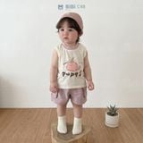  Đồ bộ bé trai BiBi Kids ba lỗ chữ Puppy quần đùi tím nhạt 6 tháng - 3 tuổi C48 