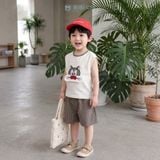  Đồ bộ bé trai BiBi Kids ba lỗ mèo mũi đỏ quần đùi caro 6 tháng - 3 tuổi C52 