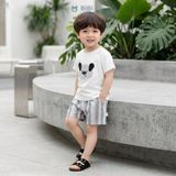  Đồ bộ bé trai BiBi Kids áo thun chó tai đen quần đùi sọc xanh 6 tháng - 3 tuổi C69 
