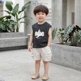  Đồ bộ bé trai BiBi Kids ba lỗ đen hình voi Hello quần đùi kem 6 tháng - 3 tuổi C76 