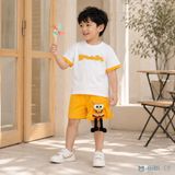  Đồ bộ bé trai BiBi Kids áo thun trắng quần đùi vàng túi bọt biển 1 - 6 tuổi C9 
