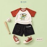  Đồ bộ bé trai BiBi Kids áo thun hình cá sấu quần đùi đen túi hộp 3 - 6 tuổi BB-C2CX-C24 