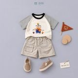  Đồ bộ bé trai BiBi Kids áo thun gấu tay sọc quần đùi xám túi hộp 3 - 6 tuổi BB-C2G-C25 